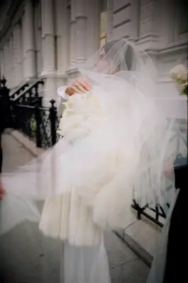 Ethereal Floating Veil blurry wedding photo trend