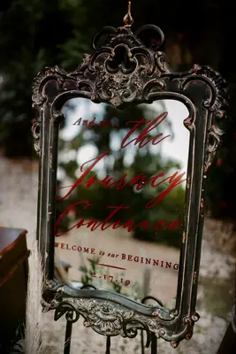 Vintage welcome mirror sign