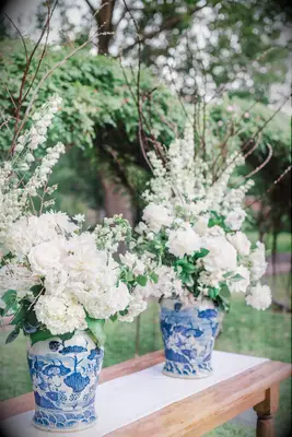 Blue vintage vases decor
