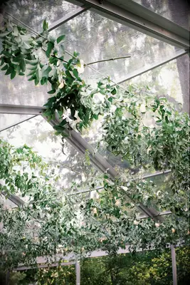 hanging greenery garland at wedding