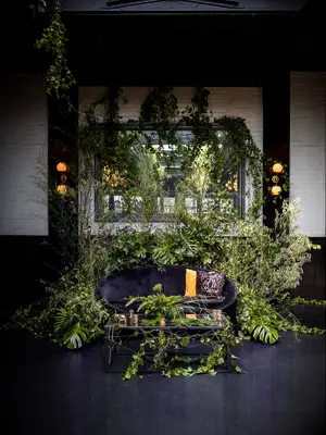greenery cloaked wedding lounge area