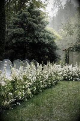wedding aisle with white flowers