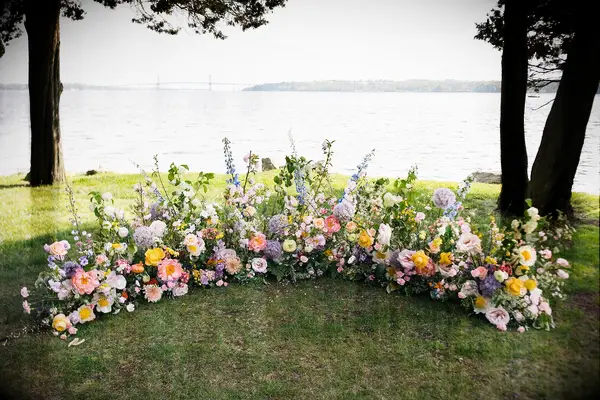 grounded wedding ceremony arch