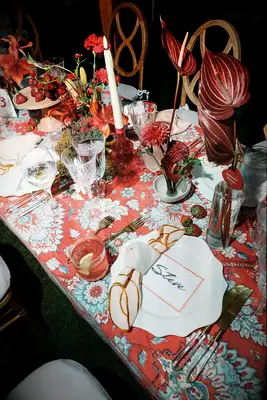 anthurium red wedding tablescape