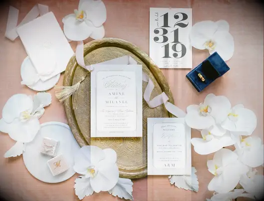 Romantic white wedding invitation suite