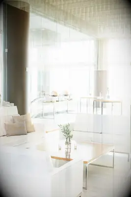 White lounge furniture in modern loft venue
