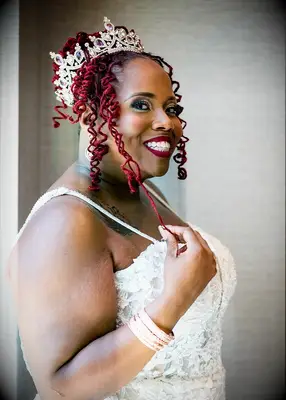 Crystal wedding crown at fairytale-themed wedding