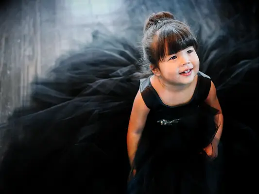 Black fairytale-themed flower girl dress