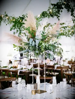 Rustic Tall Centerpiece with Greenery and Pampas Grass