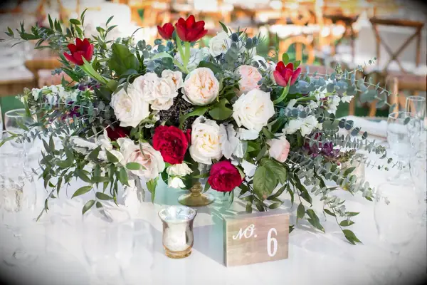 Eucalyptus and Garden Rose Centerpiece