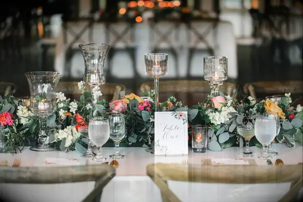Garden-Inspired Lush Garland Wedding Reception Centerpieces