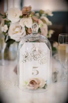 Gold Foil Table Number Under Glass