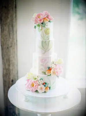 Botanical-Inspired Painted Cake