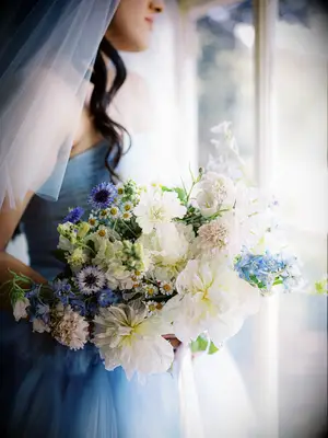 Blue and White Romantic Wedding Bouquet