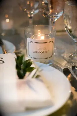 Custom Candles in Lieu of Place Cards