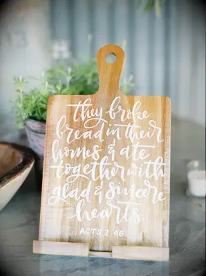 Cutting board with Bible verse quote