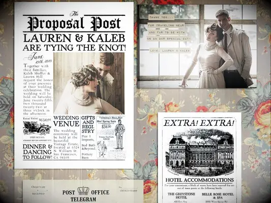 Newspaper design with vintage fonts and personalized photos