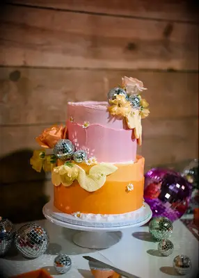Orange and pink two-tier 