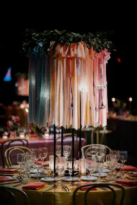 Colorful ribbon centerpiece at 