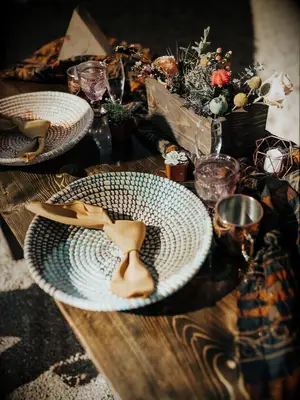 70s themed wedding orange and teal table setting