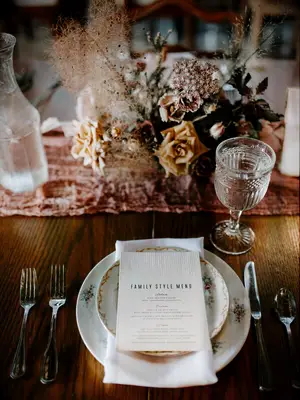 70s themed wedding mauve and mustard color palette