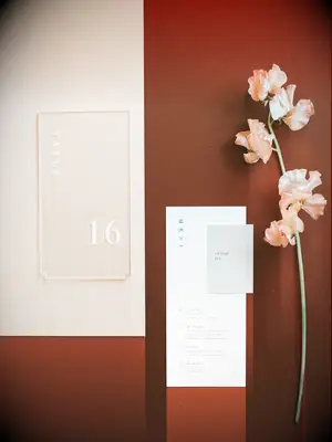 70s themed wedding blush and rust color palette