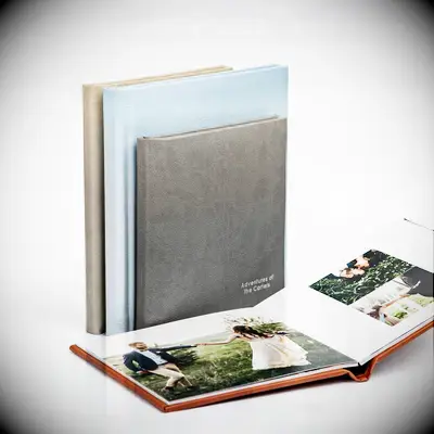 Colorful leather photo albums