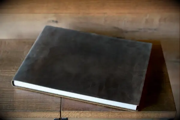 Dark brown leather photo album