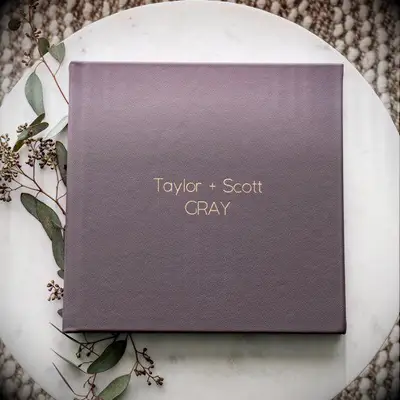 Purple leather photo album