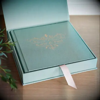 Teal linen photo album