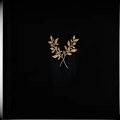 Black linen photo album with gold detailing