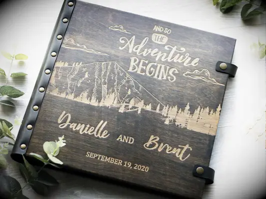 Rustic wooden photo album