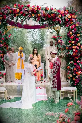 Couple exchanging wedding vows