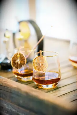 Garnished fall signature wedding drink