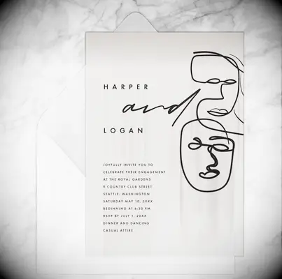 Linework couple online wedding invitation