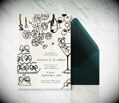 Artsy black and white online wedding invitation