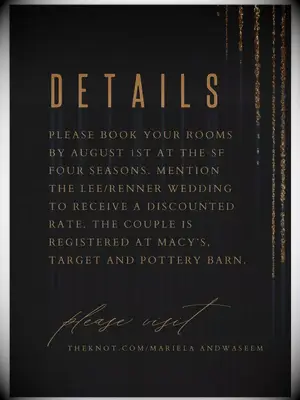 Modern gold sans serif type with cascading gold on upper right border on black background