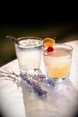 Lavender wedding mocktail with pineapple mocktail 