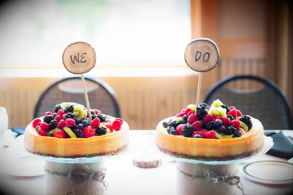 Matching fruit cheesecakes