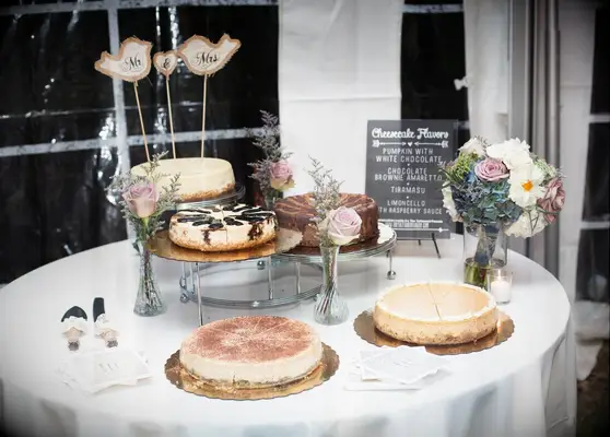 Dessert table with cheesecakes