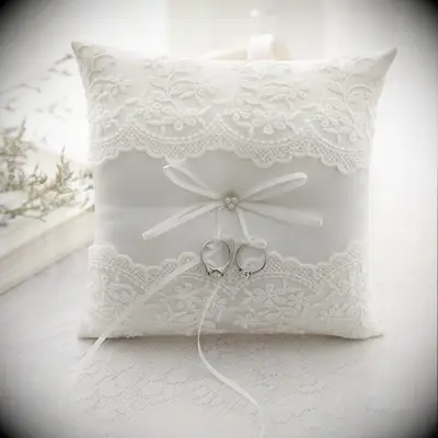 Vintage lace wedding ring pillow 