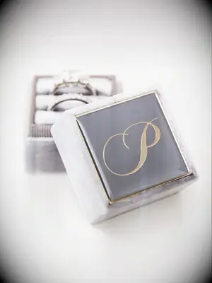 Velvet ring bearer box with initial 