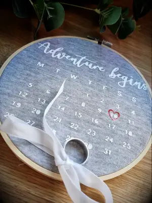 Calendar style personalized ring bearer pillow