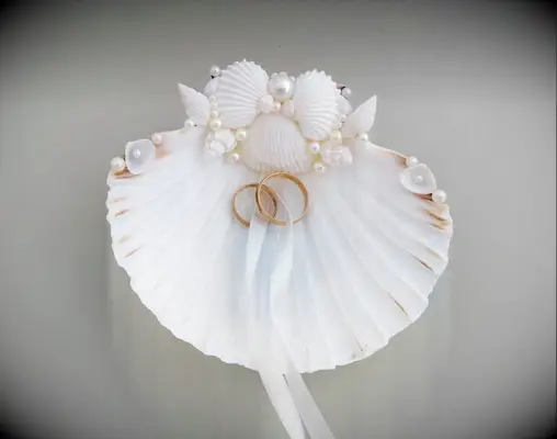 Shell ring bearer pillow for beach wedding