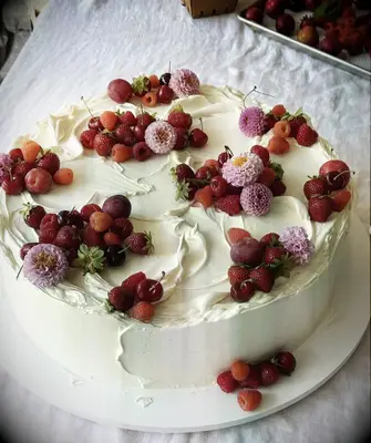 Fruit decorated wedding cake