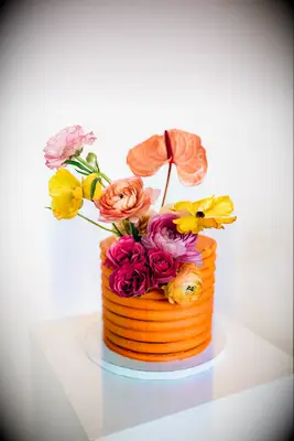 Orange cake with flowers