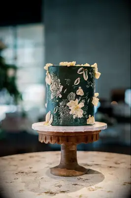 small green floral wedding cake