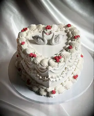 Heart shaped wedding cake