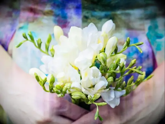 white freesia bouquet