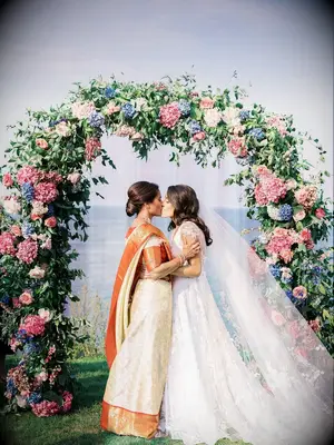 Multi-Hued Hydrangea Arch